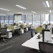 interior view of the Westpac offices featuring windows furniture, institution, office, gray