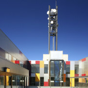 Exterior view of the Auburn Hospital built by architecture, building, corporate headquarters, metropolitan area, mixed use, sky, structure, tower, blue