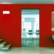 View of interior glazing and glass hardware available door, interior design, modern art, product design, table, wall, red