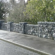 View of the stone balustrade of the Victoria fence, memorial, road surface, stone wall, walkway, wall, gray