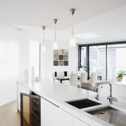 View of a kitchen which features a Vintec ceiling, countertop, interior design, kitchen, room, white