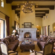 Interior view of the living area which features ceiling, furniture, home, interior design, living room, room, brown