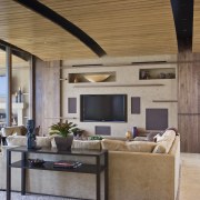 View of the lounge area which features audiovisual ceiling, house, interior design, living room, real estate, brown, gray