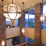 View of stairway which features chandelier hanging overhead architecture, ceiling, chandelier, home, interior design, light fixture, lighting, window, orange