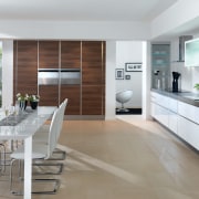 View of a kitchen manufactured by Schmidt kitchens countertop, cuisine classique, floor, interior design, kitchen, white, gray