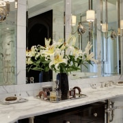 View of a luxury bathroom which features marble bathroom, countertop, home, interior design, kitchen, room, gray