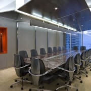 View of the main boardroom which features a ceiling, conference hall, interior design, office, gray, black