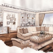 Drawings of a San Francisco TownHouse - Drawings furniture, home, interior design, living room, product design, table, white