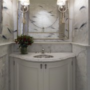 interior shot of a San Francisco Town House. bathroom, bathroom accessory, interior design, room, sink, gray
