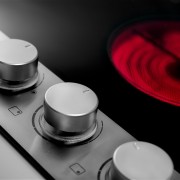 View of kitchen with a Fisher &amp; Paykel audio, audio equipment, black and white, close up, product, product design, sound, technology, black, gray