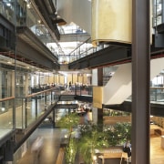 Interior view of the Sovereign House constructed by building, mixed use, shopping mall, black