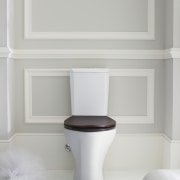 View of a Strela toilet which features Kohler's bathroom, bathroom accessory, bathroom cabinet, bathroom sink, bidet, ceramic, plumbing fixture, product design, sink, tap, toilet, toilet seat, gray