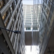 Exterior view of Chews Lane and the Chews apartment, architecture, building, city, condominium, daylighting, daytime, facade, glass, metropolis, metropolitan area, skyscraper, structure, tower block, urban area, window, black, gray