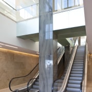 internal escalator View of 21 Queen St redevelopment. architecture, daylighting, floor, glass, handrail, interior design, stairs, structure, gray