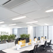 internal office view of 21 Queen St development. architecture, ceiling, conference hall, daylighting, furniture, interior design, office, product design, gray