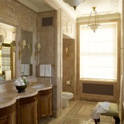 View of a bathroom which features a vanity bathroom, ceiling, estate, floor, flooring, home, interior design, real estate, room, window, brown