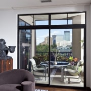 View of the sitting area in the master door, home, interior design, living room, window, gray