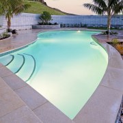 View of a resort-styled pool which was built backyard, estate, leisure, real estate, swimming pool, water, gray