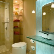 View of the remodeled bathroom by Jim Meloy bathroom, bathroom accessory, home, interior design, plumbing fixture, room, brown