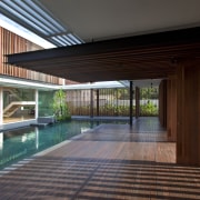 View of home designed by Wallflower Architecture &amp; architecture, condominium, estate, house, interior design, property, real estate, swimming pool, wood, black