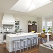 View of the extension to this 1930s home ceiling, countertop, estate, home, interior design, kitchen, living room, property, real estate, room, window, gray