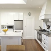 View of the extension to this 1930s home cabinetry, countertop, cuisine classique, interior design, kitchen, room, white