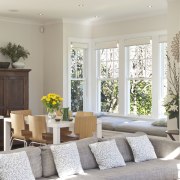 View of the extension to this 1930s home ceiling, home, house, interior design, living room, real estate, room, window, gray