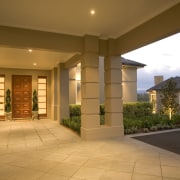 Exterior View of a home designed and Built estate, facade, home, house, interior design, lighting, property, real estate, window, brown, orange