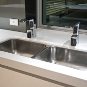 internal kitchen view of Oak Manor,bench tops built bathroom sink, countertop, kitchen, plumbing fixture, product design, sink, tap, white