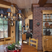 A view of a kitchen by Bruce Kading ceiling, dining room, estate, flooring, hardwood, home, house, interior design, kitchen, living room, real estate, room, wall, wood, wood flooring, red