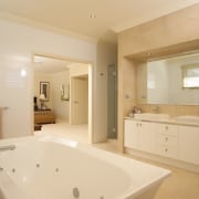 interior Bathroom view of the Augusta home. Built bathroom, estate, floor, flooring, home, interior design, property, real estate, room, tile, window, orange