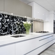 This kitchen by Yellowfox features an island with countertop, interior design, kitchen, product design, white