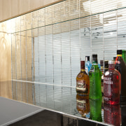 This storage/bar unit by Yellowfox features an Bestwood architecture, flooring, glass, interior design, table, tile, wall, white