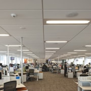 View of Forman Building Systems acoustic ceiling tiles. ceiling, daylighting, institution, interior design, office, gray