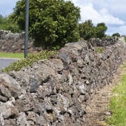 View of Mt Wellington stone walls. - View grass, rock, soil, stone wall, wall, gray