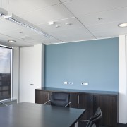 The Club Tower walls were painted with resen architecture, ceiling, conference hall, daylighting, glass, interior design, office, product design, gray