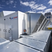 The Les Mills gymnasium features the Air-Change air architecture, structure, gray