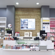 View of shops fitted by Dimension Shopfitters. - bookselling, institution, interior design, library, product, public library, retail, shelving, gray, white