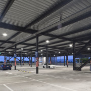 View of the Westfield Riccarton carpark. - View airport terminal, structure, gray, black