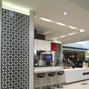 View of the redeveloped Riccarton mall. - View ceiling, floor, flooring, interior design, lobby, gray