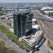 Exterior view of One East Melbourne developed by aerial photography, bird's eye view, building, city, condominium, metropolis, metropolitan area, skyscraper, tower block, urban area, gray