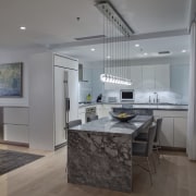 View of kitchen designed by Massey Hoffman Architects countertop, floor, home appliance, interior design, kitchen, living room, real estate, gray