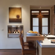 Contemporary kitchen features pivoting benchtop, bright pantry &amp; countertop, floor, interior design, kitchen, room, brown