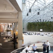 Architectural Glass Projects worked with the architect and architecture, building, daylighting, interior design, lobby, white, gray