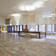 Santos Place is a leading edge 6-Star Green ceiling, daylighting, floor, flooring, hardwood, interior design, laminate flooring, lobby, real estate, tile, wood, wood flooring, gray