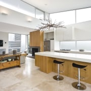 View of the interior of the duplex apartments countertop, cuisine classique, floor, interior design, kitchen, real estate, room, white