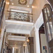View of homes designed by the American Institute arch, architecture, baluster, ceiling, column, daylighting, estate, home, interior design, lobby, stairs, structure, gray, brown