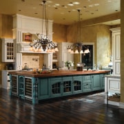 View of kitchen designed by Angela Otten from cabinetry, countertop, cuisine classique, floor, flooring, hardwood, interior design, kitchen, room, brown, black