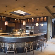 View of a grand Las Vegas Home that ceiling, countertop, interior design, kitchen, table, brown