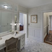 View of traditional-styled bathroom which features a personal estate, floor, flooring, home, interior design, property, real estate, room, gray